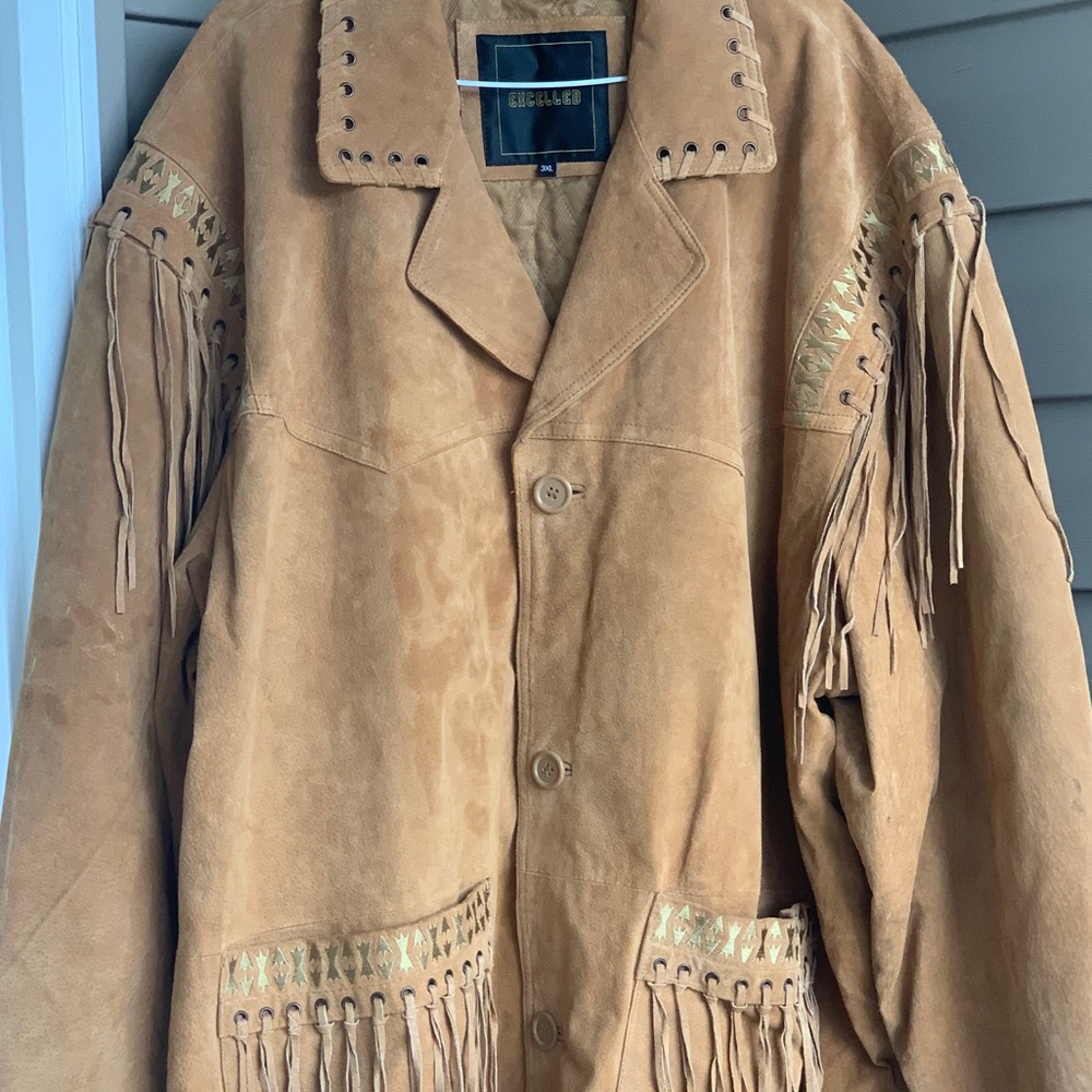 Vintage leather fringe jacket